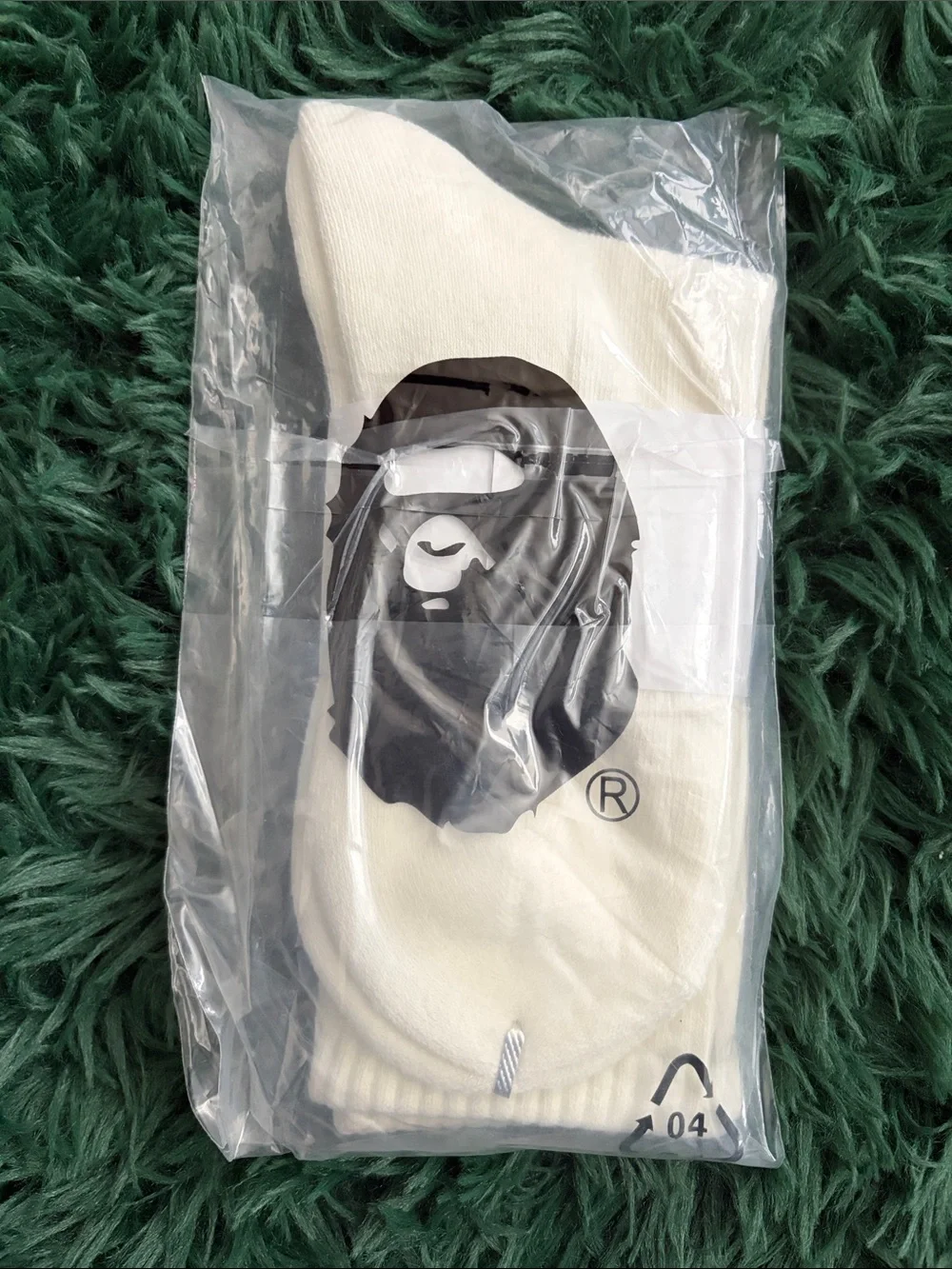 White Bape Socks With Ape Head Logo